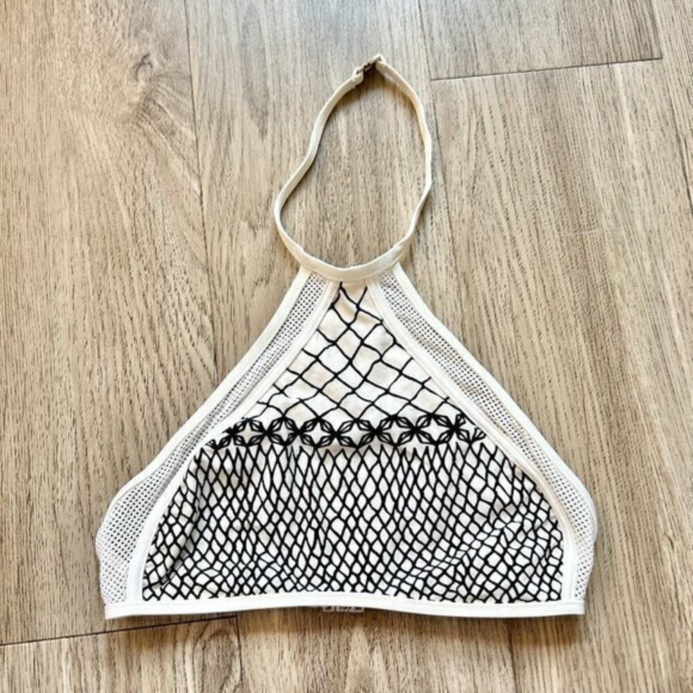 Zimmermann Triangle Halter Mesh Geometric Print Bikini Top Size 0